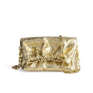 Zadig & Voltaire Gold Textured Clutch with Chain